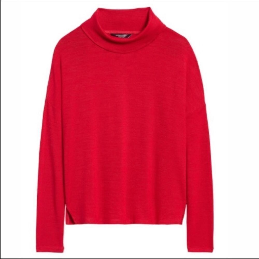 Banana Republic Luxespun Boxy Mockneck Sweater Size XL lightweight Red